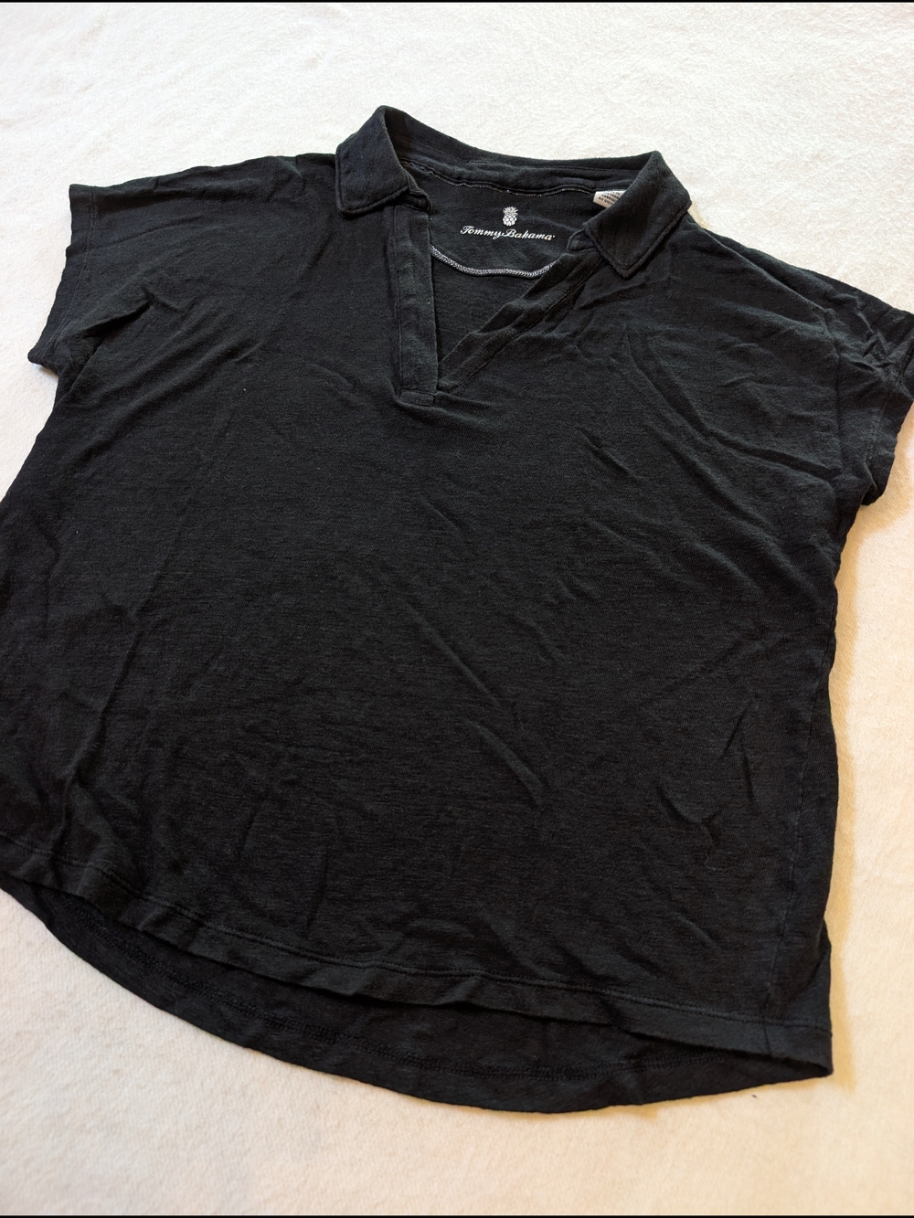 Tommy Bahama Linen Black Short-Sleeve Knit Polo